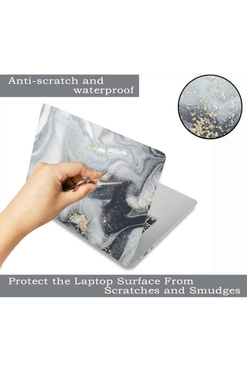 BPA Laptop Skin Sticker Decal, 12" 13" 13.3" 14" 15" 15.4" 15.6 inch Vinyl Cover Art Protector Notebook PC (Free 2 Wrist Pad Included), Decorative Waterproof Removable, Grey Marble - Image 2
