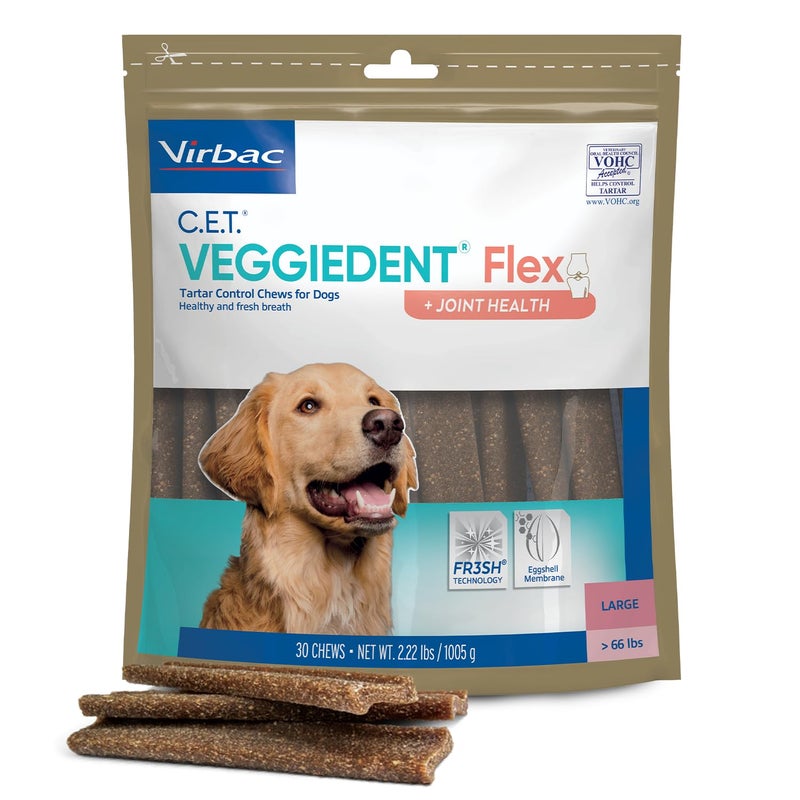 Virbac C.E.T. VEGGIEDENT Flex Tartar Control Chews for Dogs - Large - Image 1