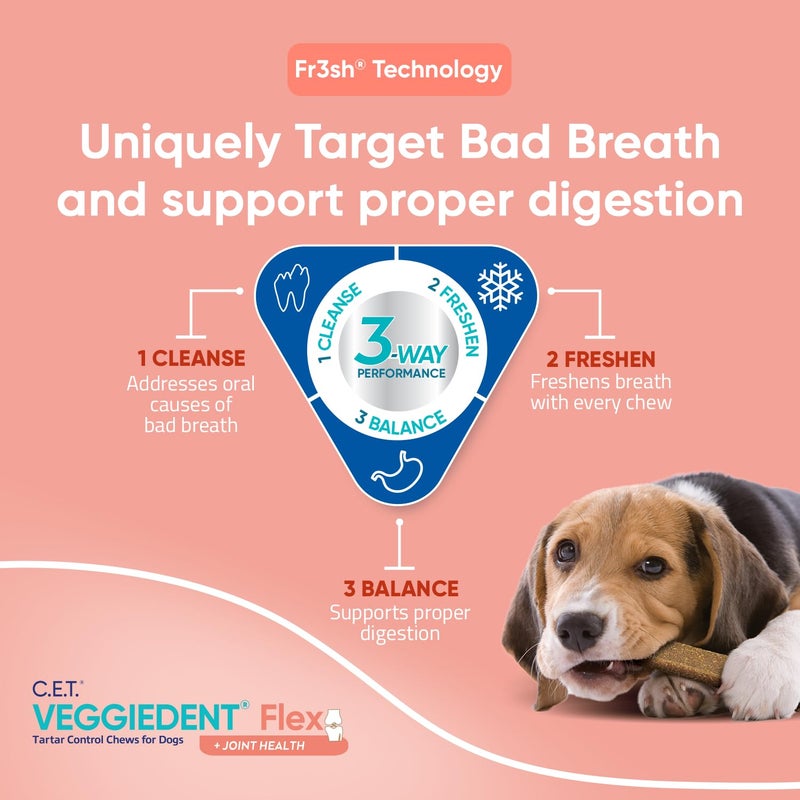Virbac C.E.T. VEGGIEDENT Flex Tartar Control Chews for Dogs - Large - Image 4