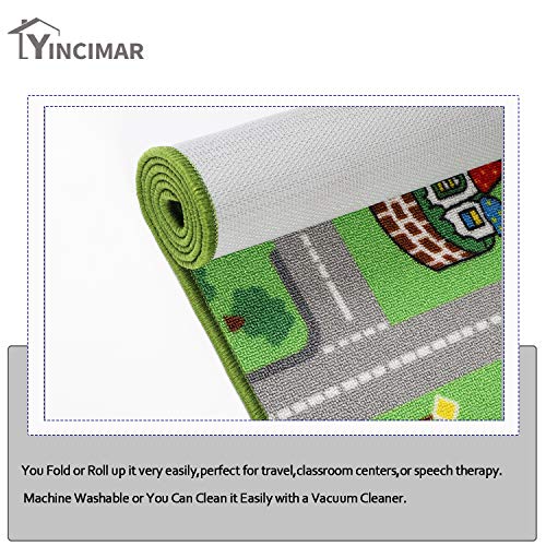 Yincimar Kids Carpet Playmat Rug, 5' x 6'6" Extra Large City Life Educational Car Rug for Baby Toddler Boy Bedroom Playroom - Image 4