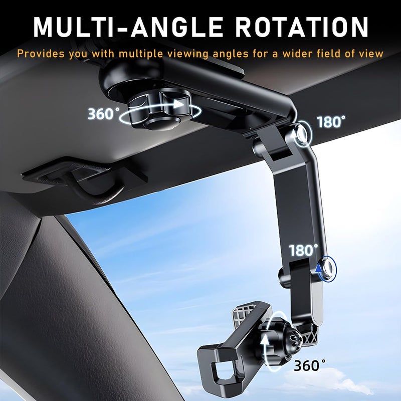 Gasedin Rotatable and Retractable Car Phone Holder - 1080 Multifunction Sun Visor Universal 360 Rotating Cell Phone Holder Mobile Mount for Vehicle Rear View Mirror - Image 5