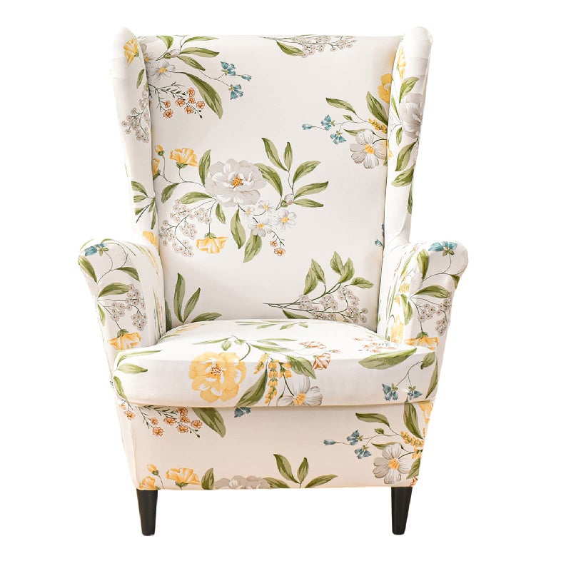 KRFOONN Wingback Chair Covers Slipcovers 2 Piece Stretch Wing Chair Covers Spandex Slipcovers Wingback Sofa Covers Armchair Covers NonSlip Furniture Protector for Living Room Wingback Chairs A14