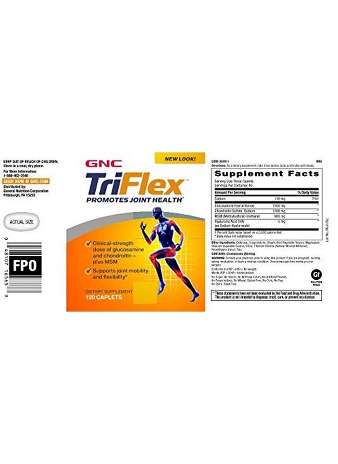 GNC - GNC TriFlex |Targeted Joint, Bone & Cartilage Health Supplement with Glucosamine Chondroitin & MSM |Support Mobility & Flexibility | 120 Caplets - Image 1
