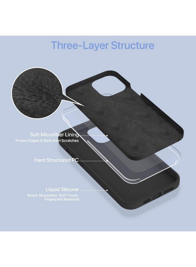 ميراكيس جراب Miracase متوافق مع iPhone 12 Pro Max، [بطانة ناعمة من الألياف الدقيقة مضادة للخدش]، جراب سيليكون سائل من المطاط الجل مقاوم للصدمات والسقوط لهاتف 12 Pro Max (أسود) - Image 3