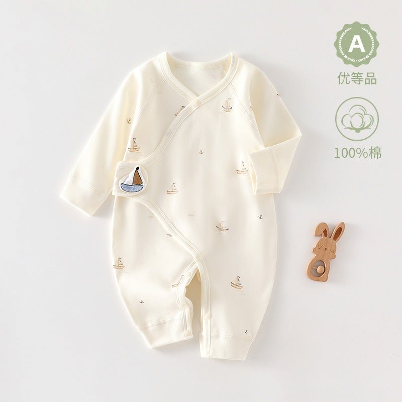 X X B A B Y I N G / Xiao Bei Ying Newborn Baby Butterfly Suit 100% Cotton A-Class Thermal Long Sleeve Unisex Bodysuit - Image 1