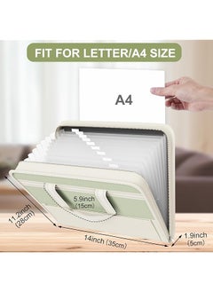 erorex 13 Pocket File Folder Organizer Portable Document Organizer With Handle Zippered Expanding Folders Labels For A4 Letter Size School And Office Use Green  - Image 5