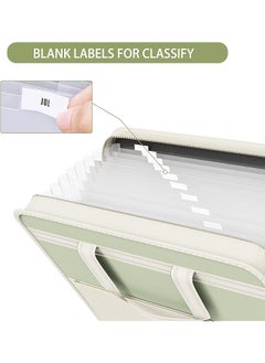 erorex 13 Pocket File Folder Organizer Portable Document Organizer With Handle Zippered Expanding Folders Labels For A4 Letter Size School And Office Use Green  - Image 4