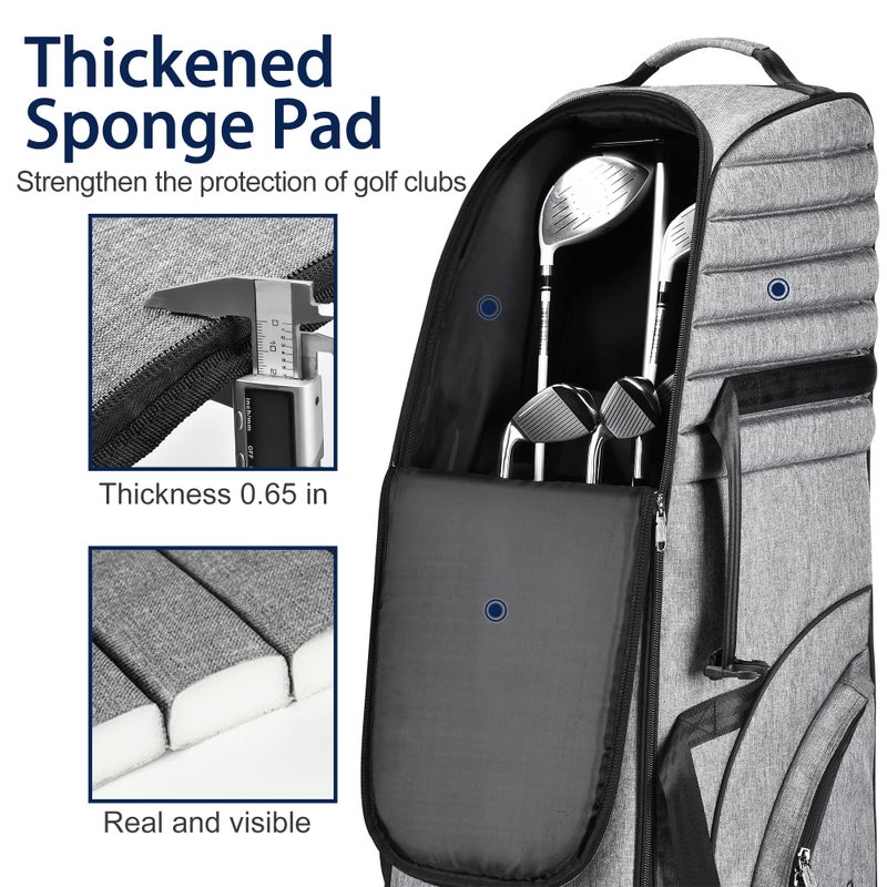 Partage Golf Travel Bag with Wheels, Golf Travel Case for Airlines, 900D Heavy Duty Oxford -Gray - Image 3