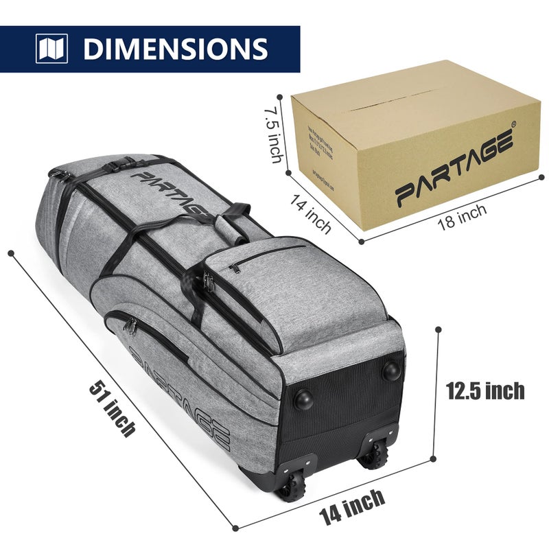 Partage Golf Travel Bag with Wheels, Golf Travel Case for Airlines, 900D Heavy Duty Oxford -Gray - Image 5