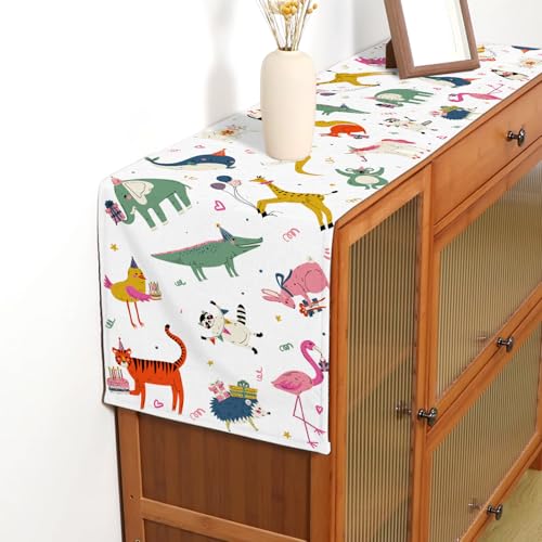 Buxiuer Party Animal Birthday Decorations Table Runner Safari Wild Jungle Zoo Theme Party Dining Room Home Kitchen Island Decor (13" x 72") - Image 5