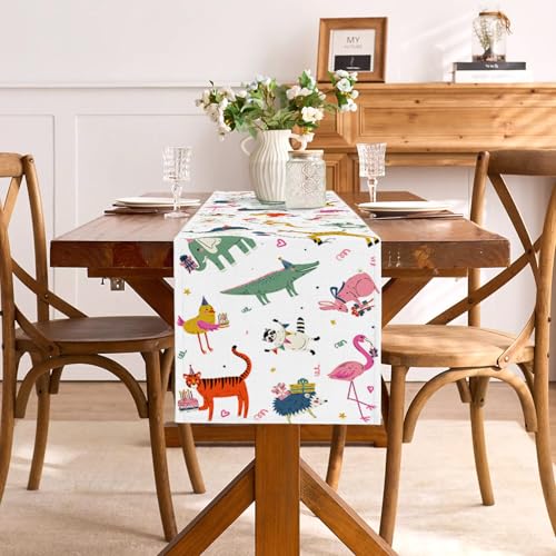 Buxiuer Party Animal Birthday Decorations Table Runner Safari Wild Jungle Zoo Theme Party Dining Room Home Kitchen Island Decor (13" x 72") - Image 4