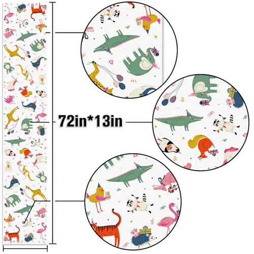 Buxiuer Party Animal Birthday Decorations Table Runner Safari Wild Jungle Zoo Theme Party Dining Room Home Kitchen Island Decor (13" x 72") - Image 3