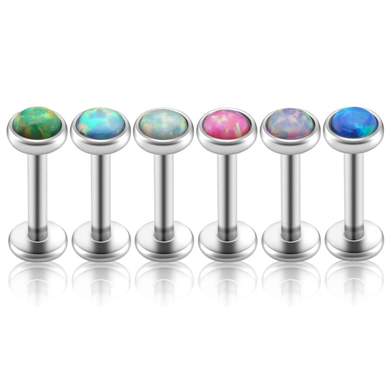 PiercingJ 2-12pcs 16G 316L Stainless Steel Cartilage Tragus Earrings 3mm Round Opal 5/16" Barbell Ear Stud Helix Lip Labret Monroe Earring Birthstone Body Piercing Jewelry - Image 4