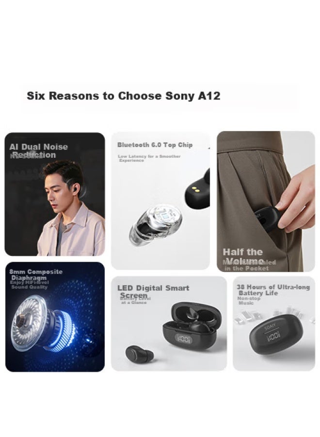 Soaiy A12 True Wireless Bluetooth Earbuds With Noise Cancellation, In-ear Design For Sports, Running, Gaming, Compatible With Huawei, Apple, Vivo, Xiaomi, Oppo, Honor Phones, White - Image 1