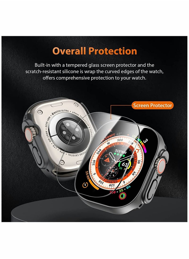 Y&D Tempered Glass Hard PC Case Compatible with Apple Watch Ultra 49mm Screen Protector, [9H Hardness] [HD Clear] [Touch Sensitive] Full Protection for iWatch Ultra,Black(2 Pack)  - Image 3