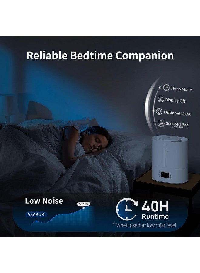 ASAKUKI ASAKUKI Humidifiers for Bedroom Large Room, 4L Top Fill Cool Mist Humidifiers for Baby Nursery & Plants, Adjustable Humidity Control, Smart Auto Mode, Essential Oil Tray, Quiet Sleep Mode with Cleaner  - Image 4