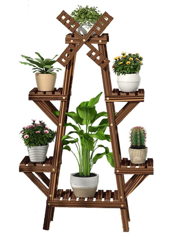 DubaiGallery Vintage Wood Plant Stand Balcony Flower Pot Ladder Shelf Outdoor Garden Stand Planter Indoor Plants Pots Home Storage Rack - Image 2