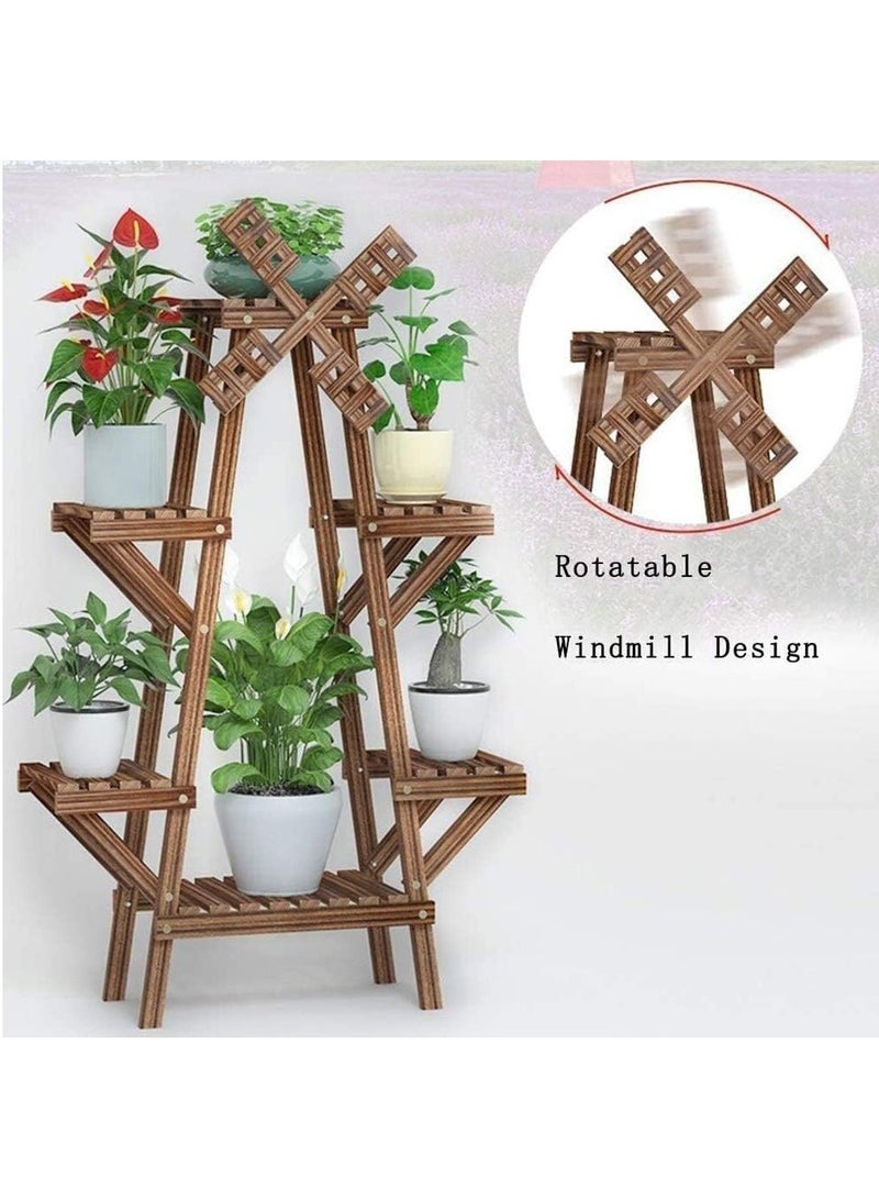 DubaiGallery Vintage Wood Plant Stand Balcony Flower Pot Ladder Shelf Outdoor Garden Stand Planter Indoor Plants Pots Home Storage Rack - Image 3