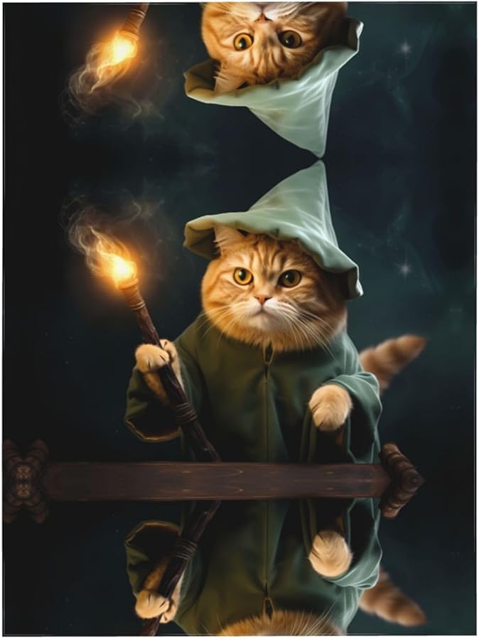 Wizard Cat Pattern Water Resistant Tablecloth 54x72 Inches Easy Care for Party Buffet - Image 5
