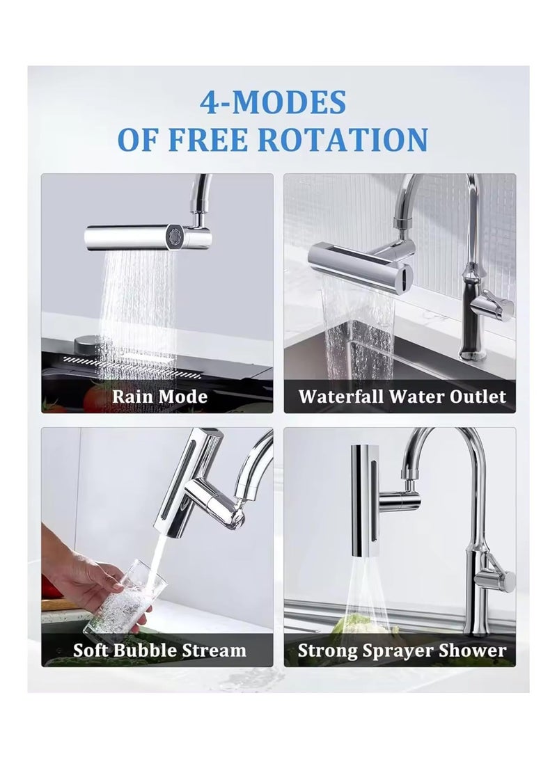 4-in-1 Waterfall Kitchen Faucet - 360° Swivel, Splash-Proof Faucet Head Replacement for Kitchen Sink, Multifunctional Spray for Washing Fruits, Vegetables, and More - Image 3