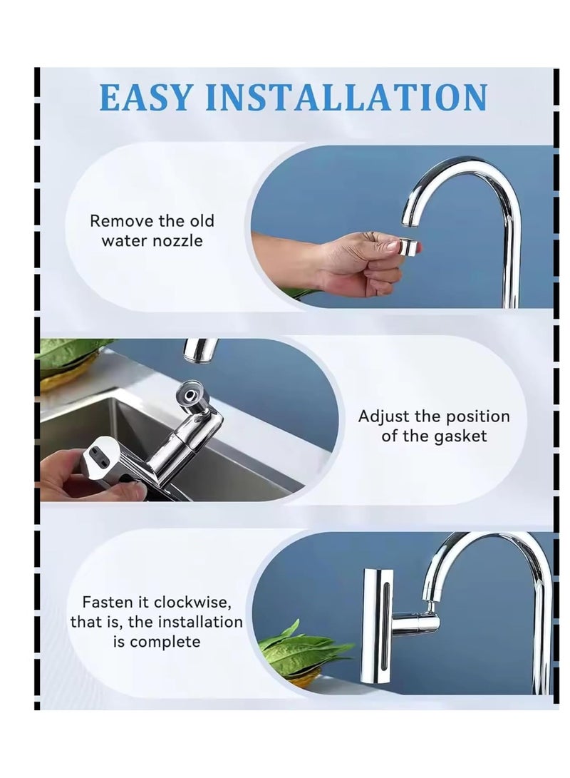 4-in-1 Waterfall Kitchen Faucet - 360° Swivel, Splash-Proof Faucet Head Replacement for Kitchen Sink, Multifunctional Spray for Washing Fruits, Vegetables, and More - Image 5