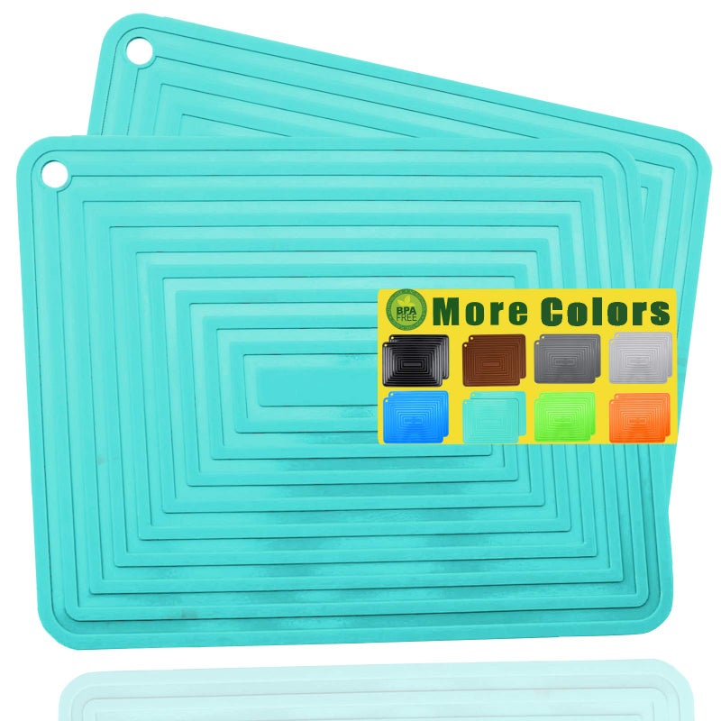 LogHog Large Silicone Trivet Mats for Hot DishesPans Heat Resistant Pot Holder 9x12 Non Slip Flexible Durable Pot Coaster Kitchen Table Mats Set of 2 Teal