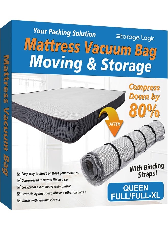 Storage Logic Queen/Full/Full-Xl Foam Mattress Vacuum Bag For Moving, Vacuum Seal Mattress Bag With Straps  - Image 5