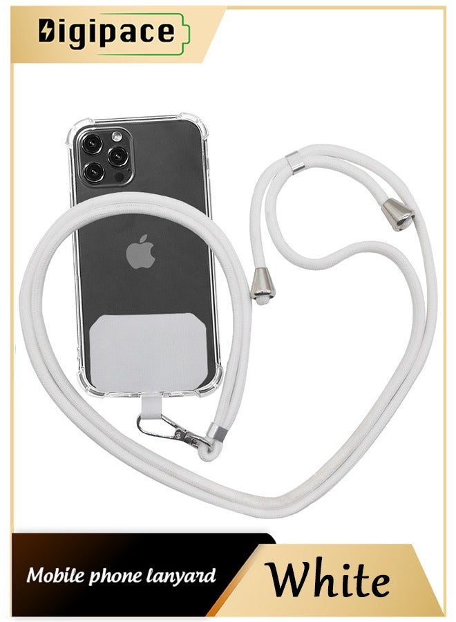 Digipace Phone Lanyard, Universal Crossbody Cell Phone Lanyards, Multifunctional Nylon Patch Adjustable Shoulder Neck Strap Compatible with Most Smartphones(White)