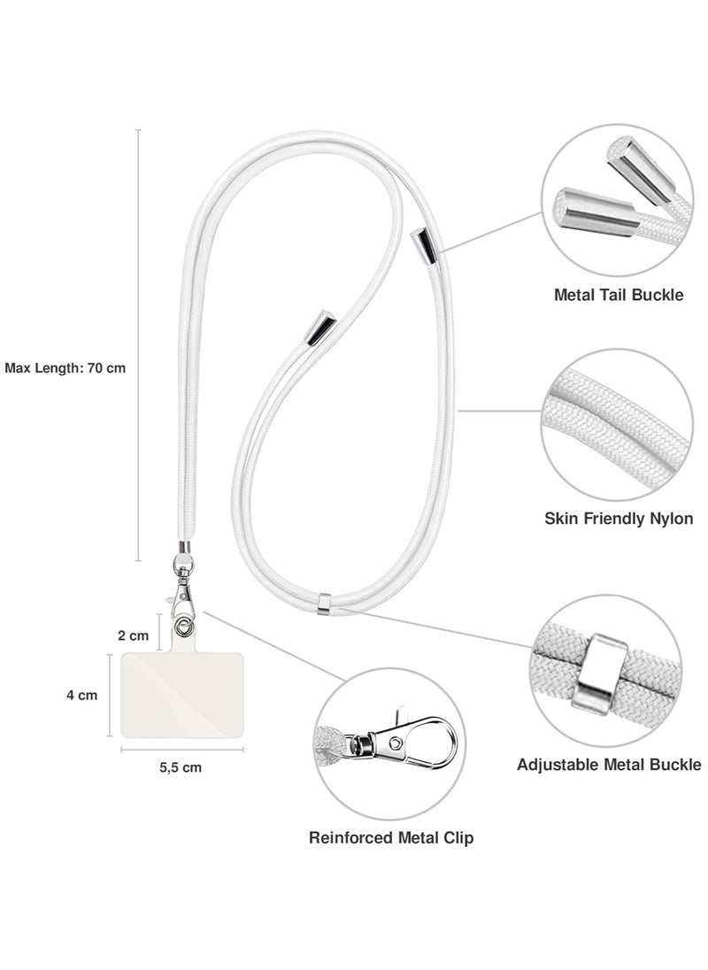 Digipace Phone Lanyard, Universal Crossbody Cell Phone Lanyards, Multifunctional Nylon Patch Adjustable Shoulder Neck Strap Compatible with Most Smartphones(White)  - Image 4