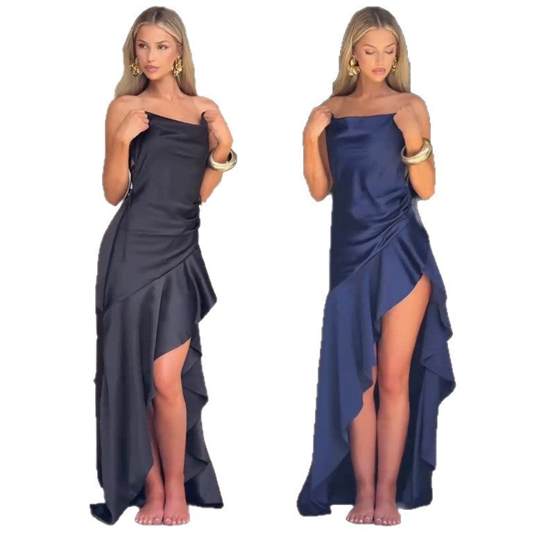 Women'S Fashion Elegant Ruffled Slit Dress - Image 4