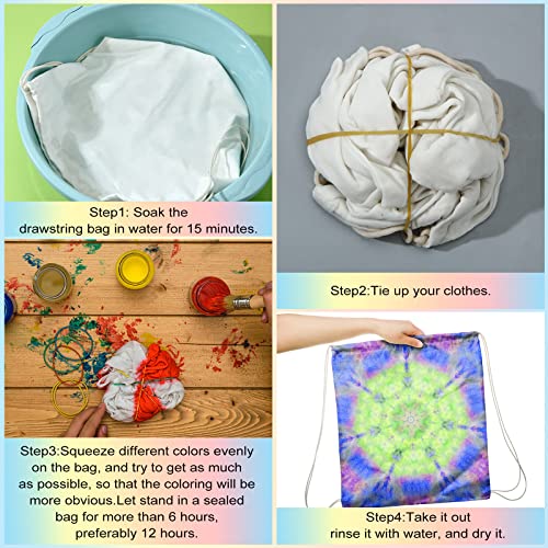 Saintrygo 24 Pcs Tie Dye Bags Cotton Drawstring Bags Sublimation Blank Backpack Drawstring Tote Items to Tie Dye - Image 5