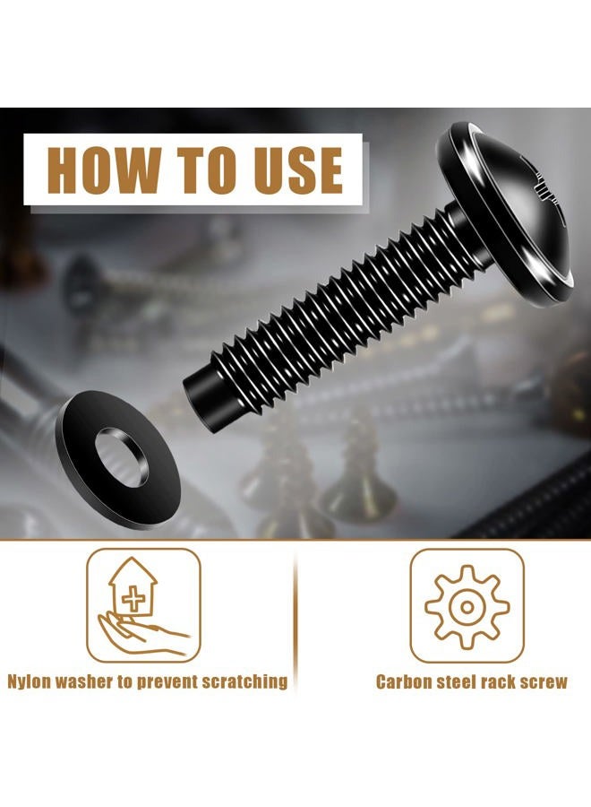 Ripeng 50 Pieces 10/32 Rack Screws 10/32 Rack Mount Screws Stainless Steel Rack Screws Black Server Rack Rail Screws Studio Screws with Nylon Rack Washers for Audio Server Rack Mounts Hardware Rails - Image 4