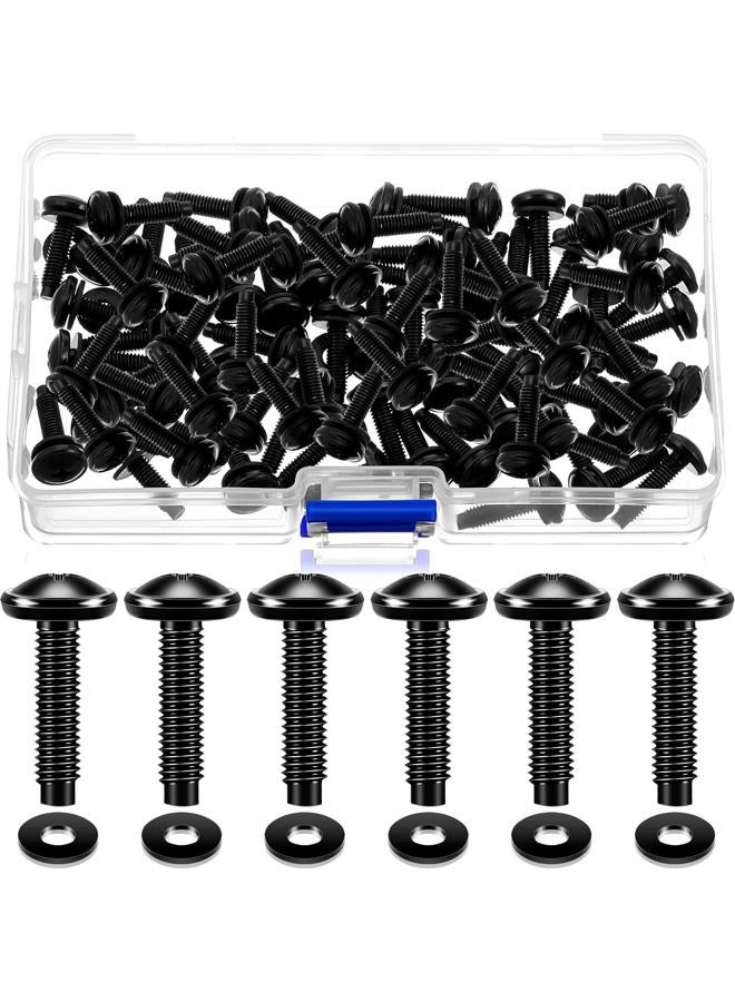 Ripeng 50 Pieces 10/32 Rack Screws 10/32 Rack Mount Screws Stainless Steel Rack Screws Black Server Rack Rail Screws Studio Screws with Nylon Rack Washers for Audio Server Rack Mounts Hardware Rails - Image 1
