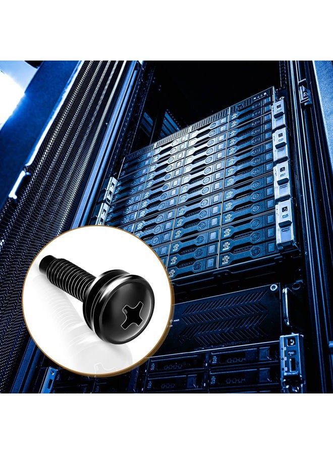 Ripeng 50 Pieces 10/32 Rack Screws 10/32 Rack Mount Screws Stainless Steel Rack Screws Black Server Rack Rail Screws Studio Screws with Nylon Rack Washers for Audio Server Rack Mounts Hardware Rails - Image 5