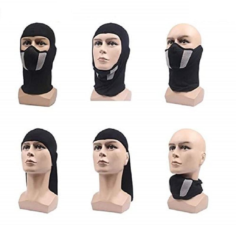 PrimeBox Helmet Face Mask Full Cover Bike Riding Cotton Anti-Dust Protection Neck Gaiter Stylish Black Biker Mask Pack of 1 Balaclava for Men - Image 3