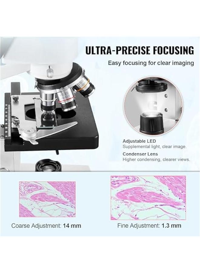 Arabest Trinocular Compound Microscope, 40X-5000X Magnification, Digital Laboratory Trinocular Compound LED Microscope Two-Layer Mechanical Stage Computer Connection for Students and Laboratory - Image 3
