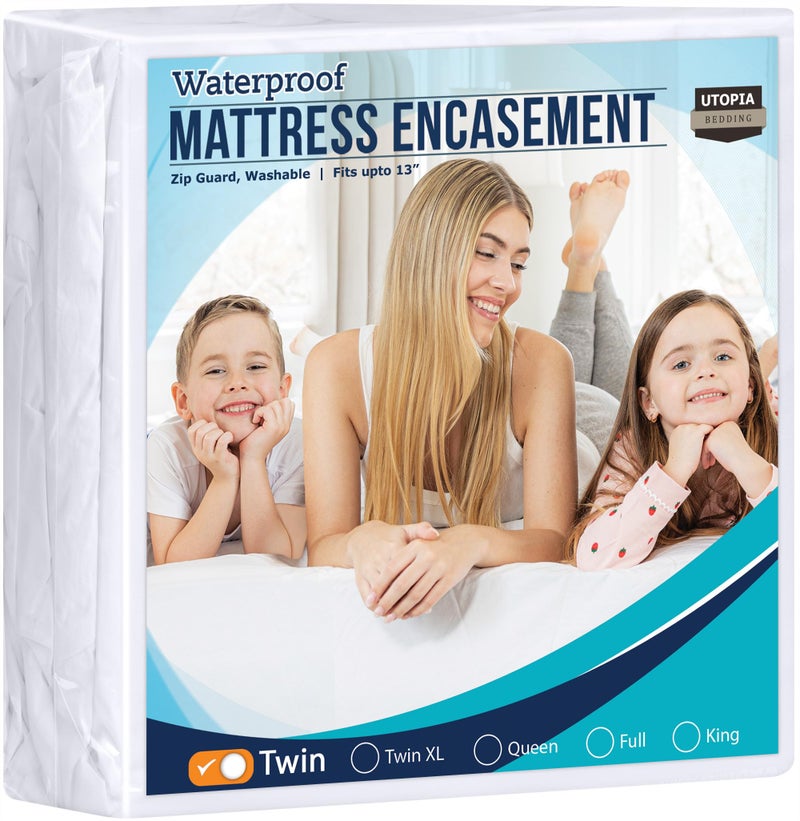 Utopia Bedding Zippered Mattress Encasement Twin, 100% Waterproof Bed Bug and Dust Mite Proof Mattress Protector, Absorbent Six-Sided Mattress Cover - Image 1