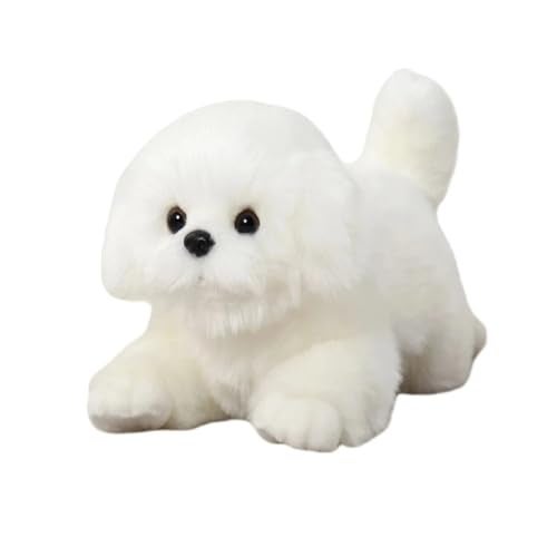 CU-MATE CUMATE Maltese Stuffed Animal Simulation Dog Realistic  Lifelike Soft Handmade Lying Dog Plush Toy Puppy Present Gift for Boys and Girls - Image 1