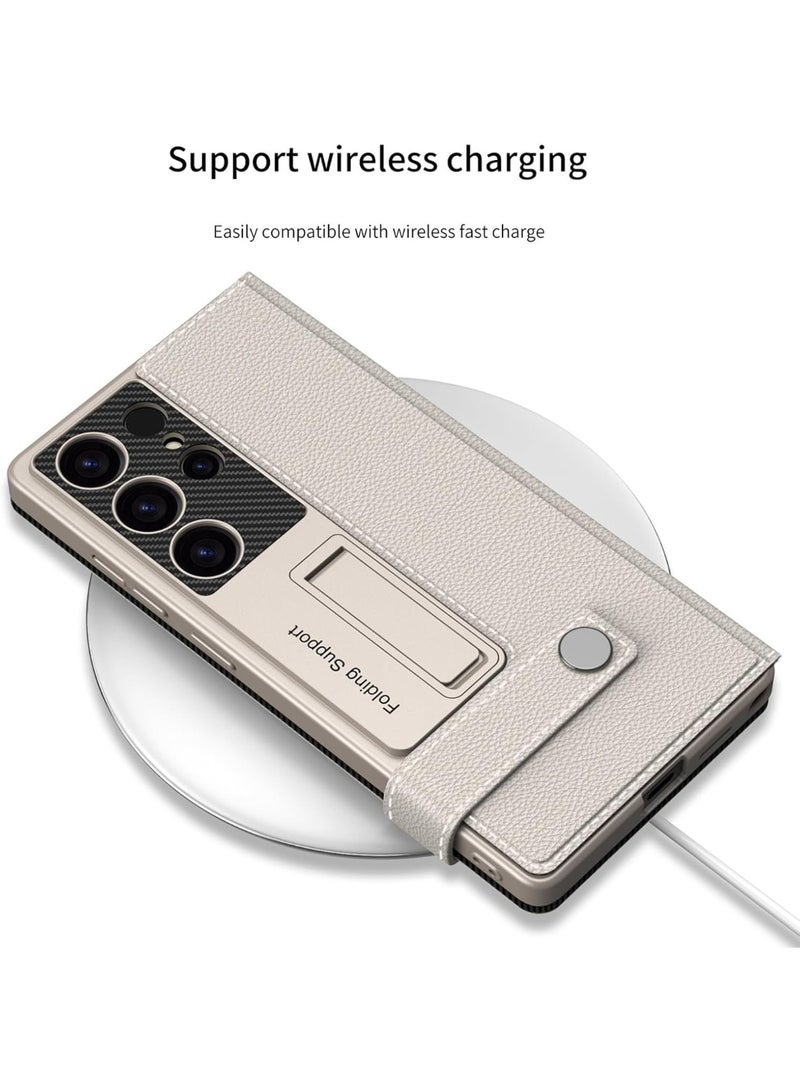 GKK Premium GKK For Samsung Galaxy S25 Ultra Leather Flip Case with Card Holder, Kickstand Leather Flip Phone Cover، Titanium، Samsung Galaxy S25 Ultra - Image 2