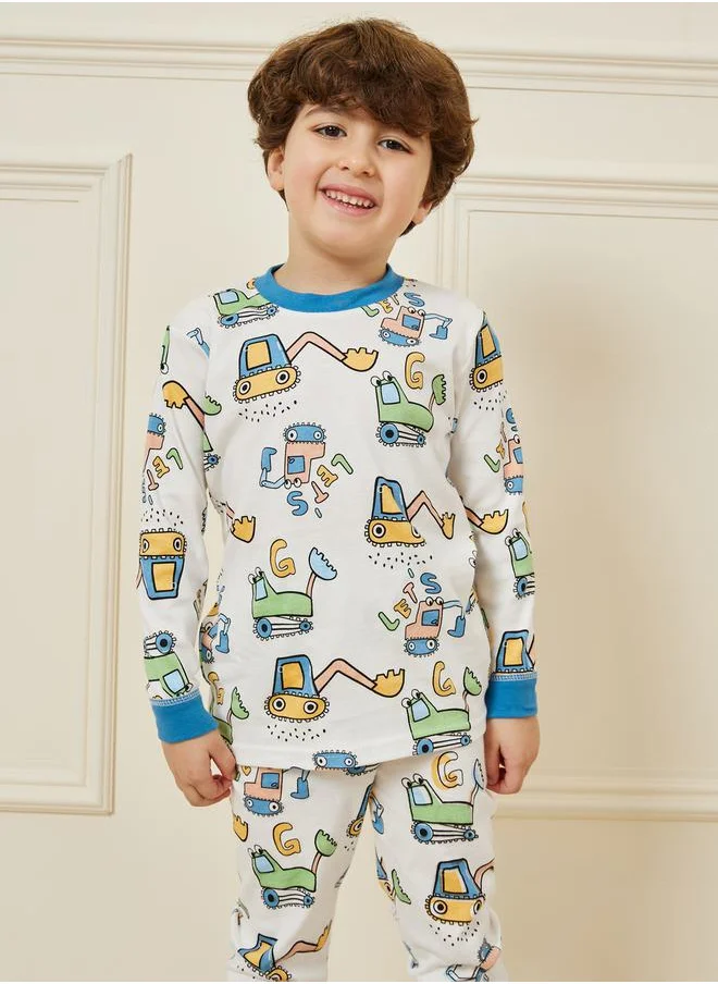 Styli Graphic Printed T-Shirt & Pyjama Set