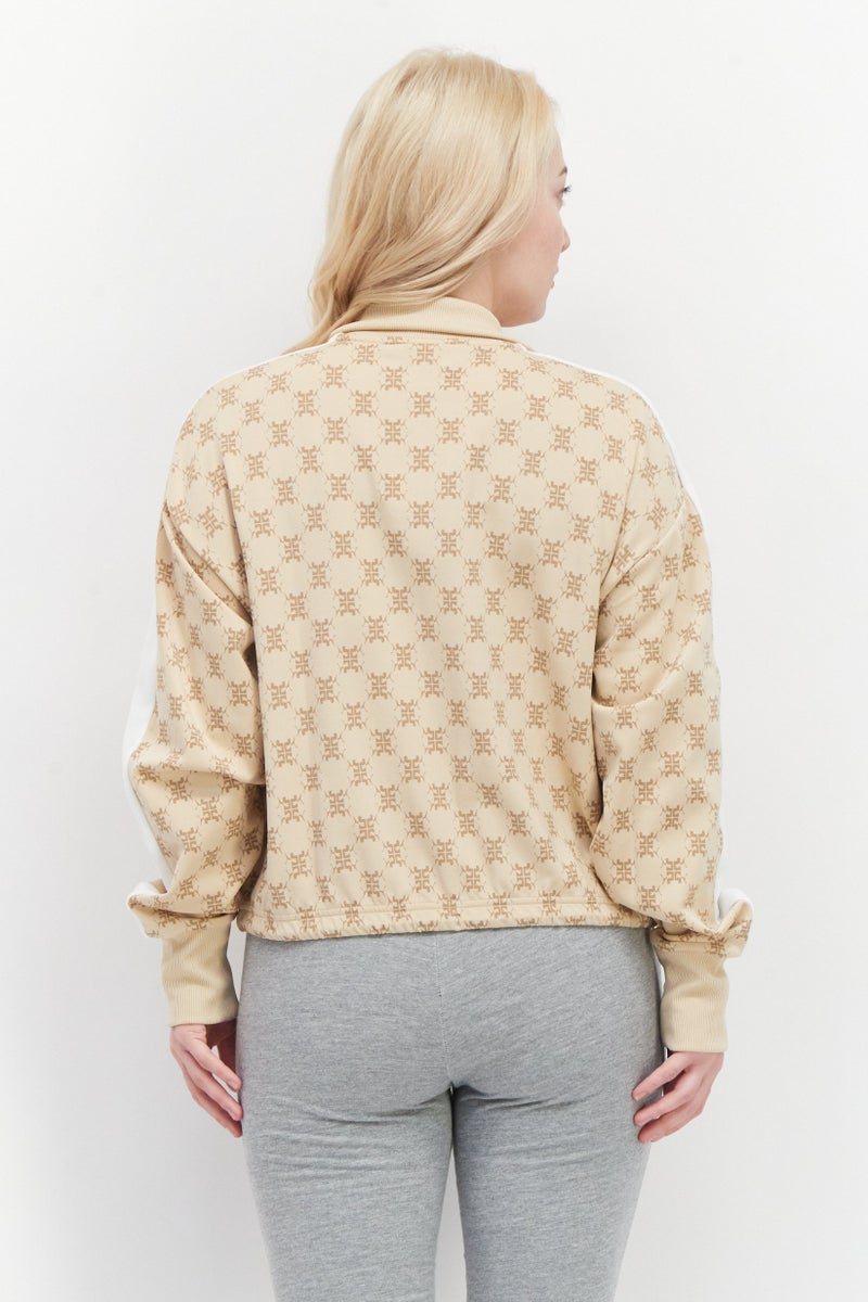 PUMA Women Sportswear Fit Long Sleeve Training Sweatshirt, Tan  - Image 3