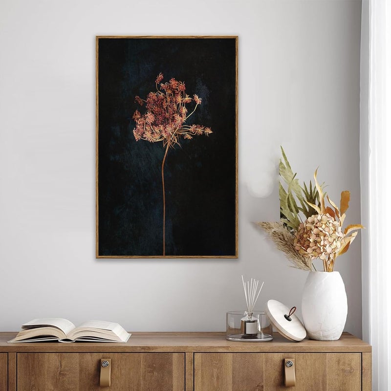 KBKBART Framed Vintage Wall Art Prints, Retro Moody Floral Botanical Canvas Painting Farmhouse Decor, Black Dark Classical Flower Framed Canvas Wall Art for Bathroom, Bedroom, Living Room, Gallery, - Image 4