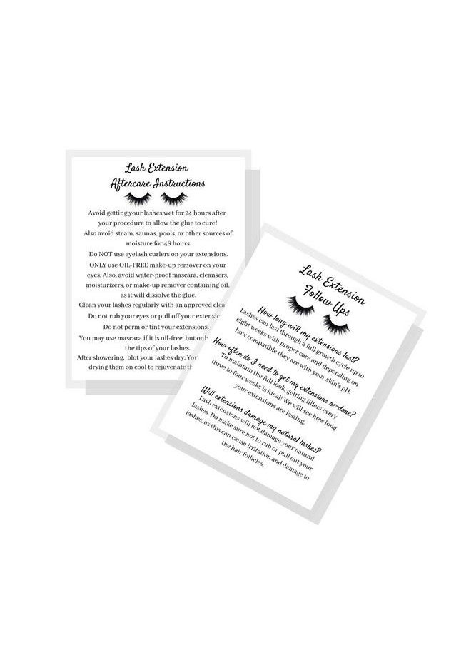 Cosmetology Supply Lash Extension Aftercare Instruction Cards For Clients | Post Card Size 4.25 X 5.5” Inches | 30 Pack | Minimalist Black And White For Lash Artist Techs Client Business Cards  - Image 1