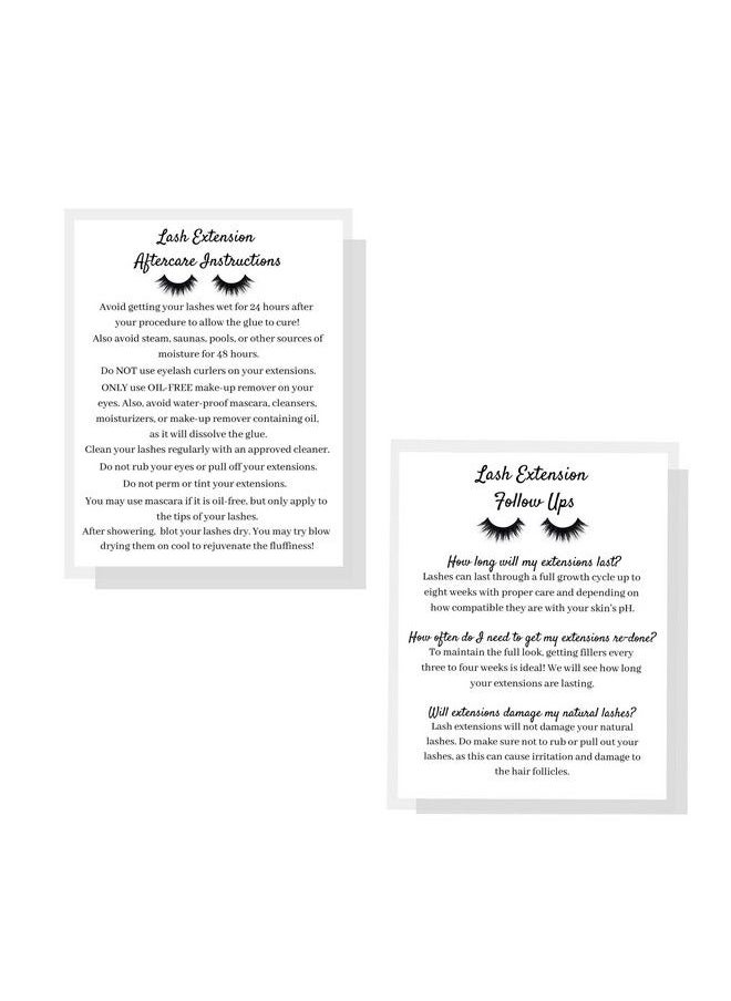 Cosmetology Supply Lash Extension Aftercare Instruction Cards For Clients | Post Card Size 4.25 X 5.5” Inches | 30 Pack | Minimalist Black And White For Lash Artist Techs Client Business Cards  - Image 3