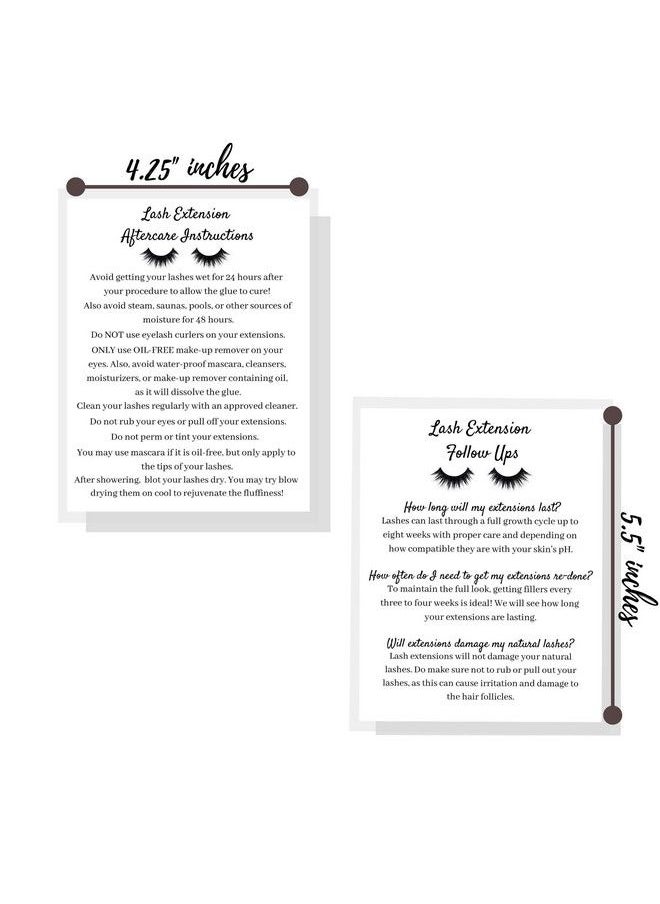 Cosmetology Supply Lash Extension Aftercare Instruction Cards For Clients | Post Card Size 4.25 X 5.5” Inches | 30 Pack | Minimalist Black And White For Lash Artist Techs Client Business Cards  - Image 4