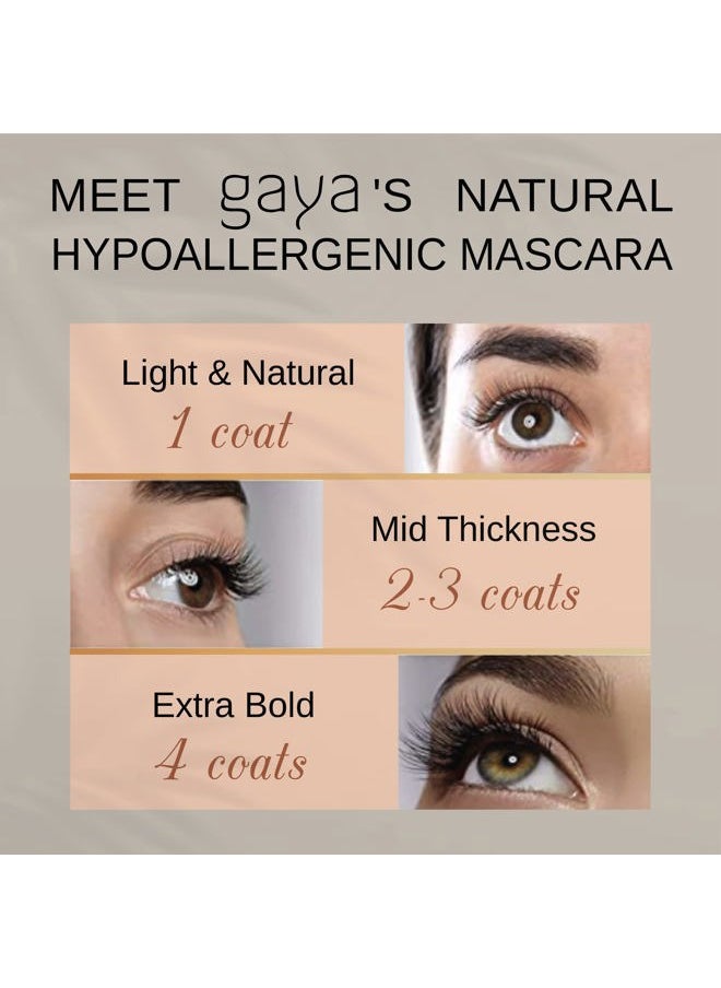 Gaya Cosmetics Vegan Black Mascara for Sensitive Eyes, Natural Hypoallergenic mascara, Buildable Lengthening and Volumizing for Natural Looking, Cruelty Free, Ophthalmologist Tested- By Gaya cosmetics  - Image 2