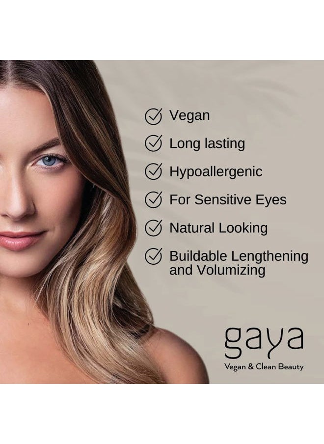 Gaya Cosmetics Vegan Black Mascara for Sensitive Eyes, Natural Hypoallergenic mascara, Buildable Lengthening and Volumizing for Natural Looking, Cruelty Free, Ophthalmologist Tested- By Gaya cosmetics  - Image 3
