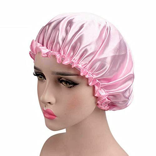 VIYANSHI Adjustable Satin Sleep Cap Hair Bonnet Double Layered Reversible for Women Protective Sleep Hairstyles Light Pink - Image 1