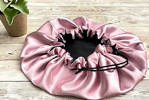 VIYANSHI Adjustable Satin Sleep Cap Hair Bonnet Double Layered Reversible for Women Protective Sleep Hairstyles Light Pink - Image 3