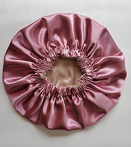 VIYANSHI Adjustable Satin Sleep Cap Hair Bonnet Double Layered Reversible for Women Protective Sleep Hairstyles Light Pink - Image 4
